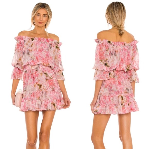 Misa Los Angeles Dresses & Skirts - MISA Los Angeles Dress Women XS Pink Taza Floral Danae Mini Off Shoulder Boho